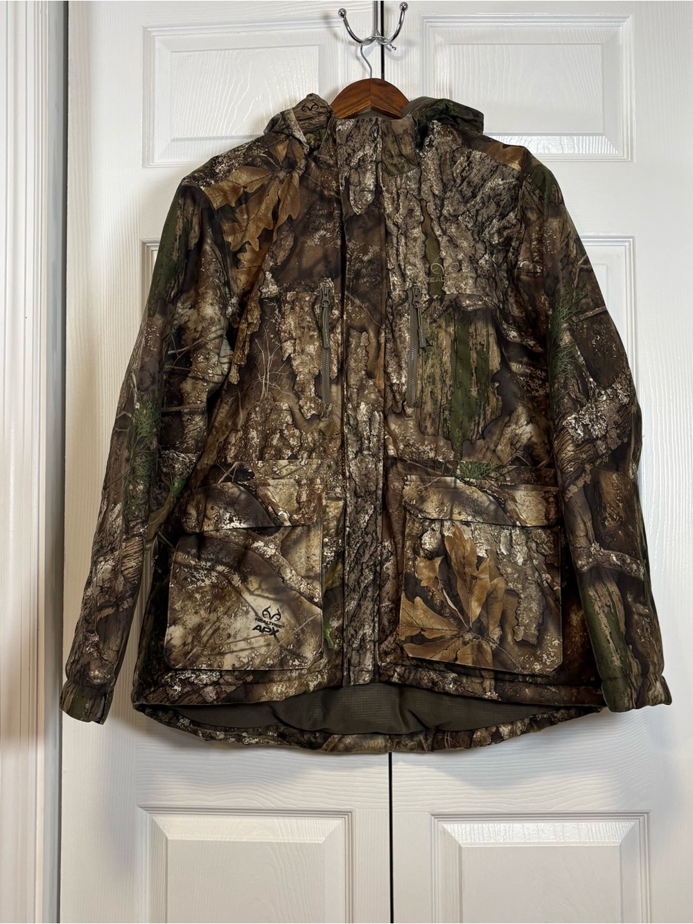 Realtree APX Insulated Hooded Camo Hunting Jacket Woodland Relaxed Fit L - Picture 4 of 8